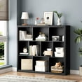 thumbnail image 5 of PUFFCAFE Book Shelf with 10-Cube,3 Tier Open Book Cases,Floor Standing 38" Tall bookshelf,Wooden Display Shelves,Black Bookcase, 5 of 7