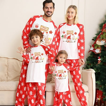 

Uorcsa Cute Pajamas Casual Print Baby European And American Comfy Christmas Parent-child clothing Red