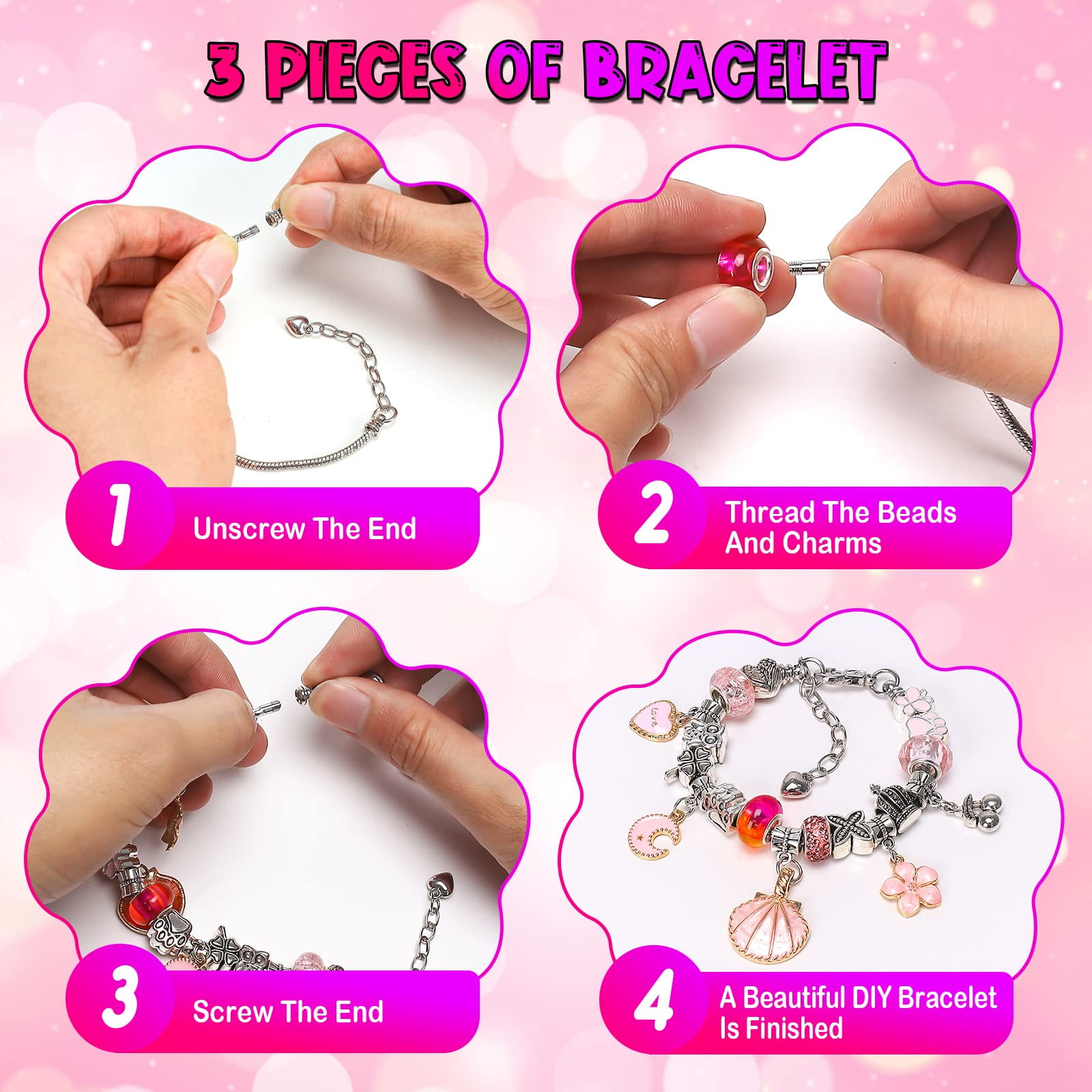 63PCS Unicorn Girls Gifts Jewelry Bracelets Making Kit Toys Crafts for –  MOVEBO