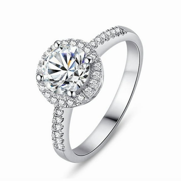 Shiny Zircon Round Ring For Women Engagement Jewelry Fashion 925 Silver Rings Lady Wedding Accessories Anniversary Gift