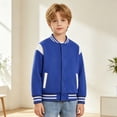 thumbnail image 6 of UDAUDU Kids Varsity Baseball Jacket Color Block Bomber Coat Button Down Lightweight Unisex Boys Girls Fall Winter School Outwear Blue 14-15 Years, 6 of 7