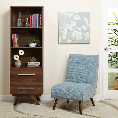 Simple Living Ashfield Mid Century Walnut Finish Bookshelf Tower