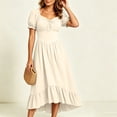 thumbnail image 5 of LEKWK Renaissance Dress Women Puff Short Sleeve Ruffled Hem Medieval Dress Corset Waist High Low Flowy Maxi Sundress Halloween Costumes, 5 of 8