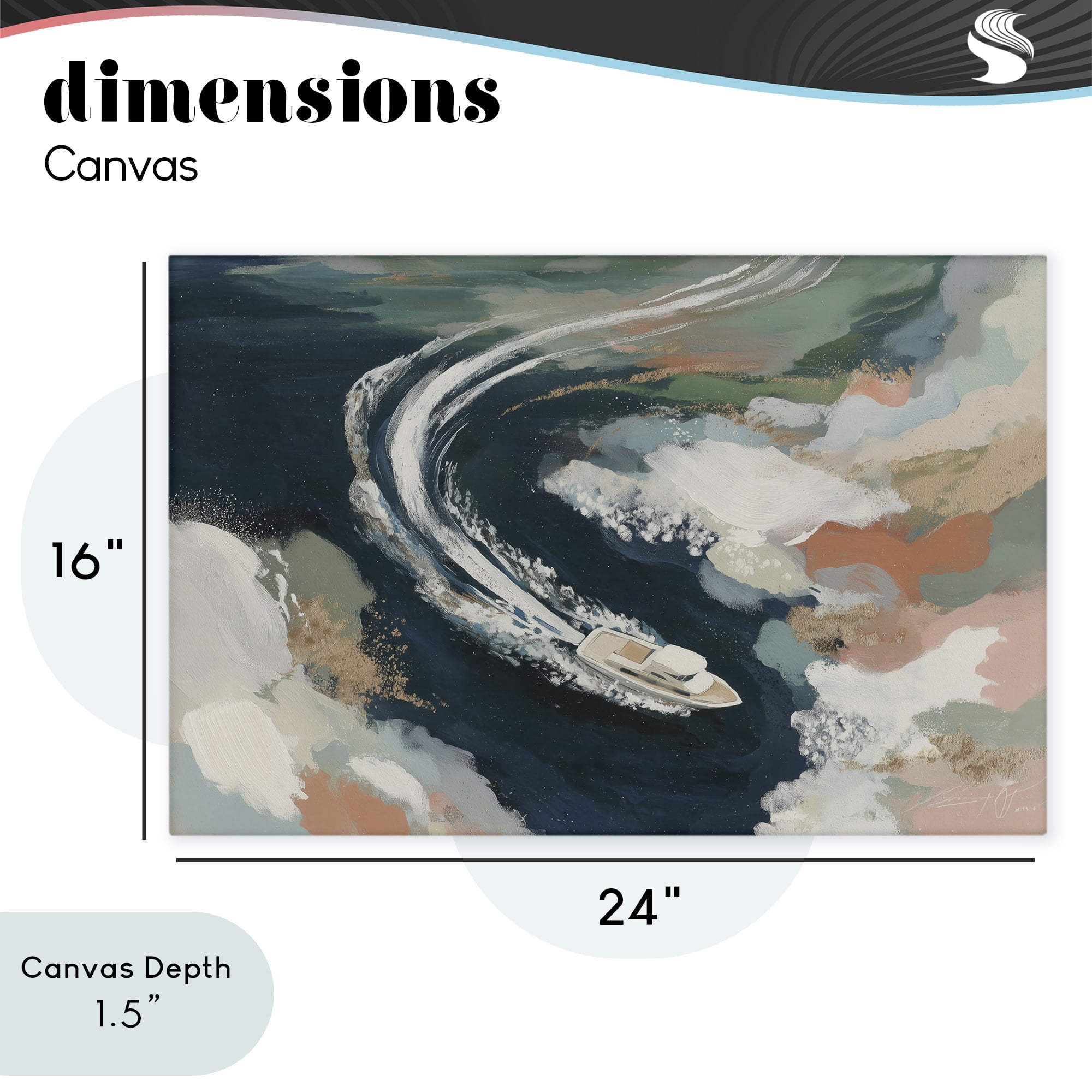 Stupell Industries Boat Wake From Above Canvas Wall Art, design by Chromatic Storm Studio