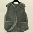 thumbnail image 4 of VISALY Faux Lamb Wool Vest Women Winter Warm Plush Thick Sleeveless Jackets Casual Zipped Up Winter Warm Sherpa Jacket Outwear with Pockets Green Xxxxxl/190, 4 of 7