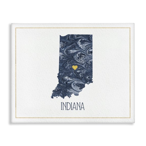 Stupell Industries Mid-Century Indiana Minimal Blue Marbled Paper Silhouette Canvas Art, 20 x 16, by Lil' Rue