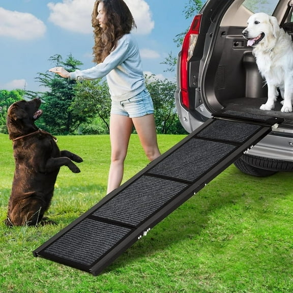 Towallmark Dog Ramp for Car 63"×20", Portable Folding Dog Ramp with Non-Slip Rug Surface, Supports Up to 250LBS – Ideal for Large Dogs, SUV, Car & Truck