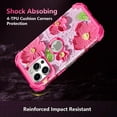 thumbnail image 5 of CASEFIV for iPhone 15 Pro Case,Shockproof Rugged Heavy Duty Cute Colorful Flower Floral Design Protective for Girls Women Cover for Apple iPhone 15 Pro 6.1 inch,Deep Red, 5 of 7