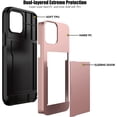 thumbnail image 2 of KOMI for iPhone 13 Pro Max Case with Card Holder[Store 5 Cards] Dual Layer Heavy Duty Shockproof iPhone 13 Pro Max Wallet Case with Hidden Card Slot Storage Case for iPhone 13 Pro Max (Rose Gold), 2 of 5
