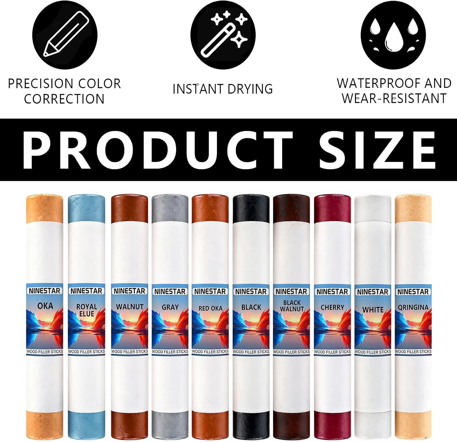 Wood Filler Sticks,10 Colors Wood Crayons for Scratches, Scuffs, Cracks, Stains and Holes, Furniture Wax Crayons Pen for Touch Up Furniture, Floors, Cabinets, Tables, and Doors