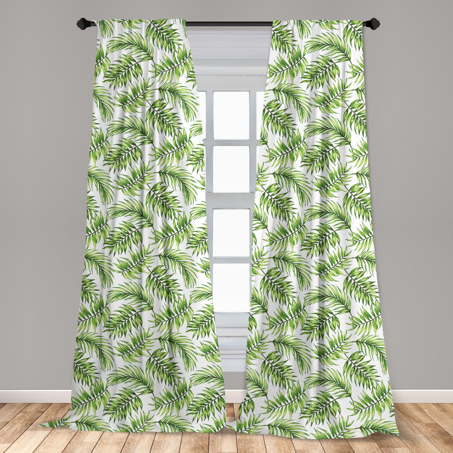 3D Bamboo Palm Leaves Blockout Photo Print Curtain 2Panels Drapes Fabric Window 