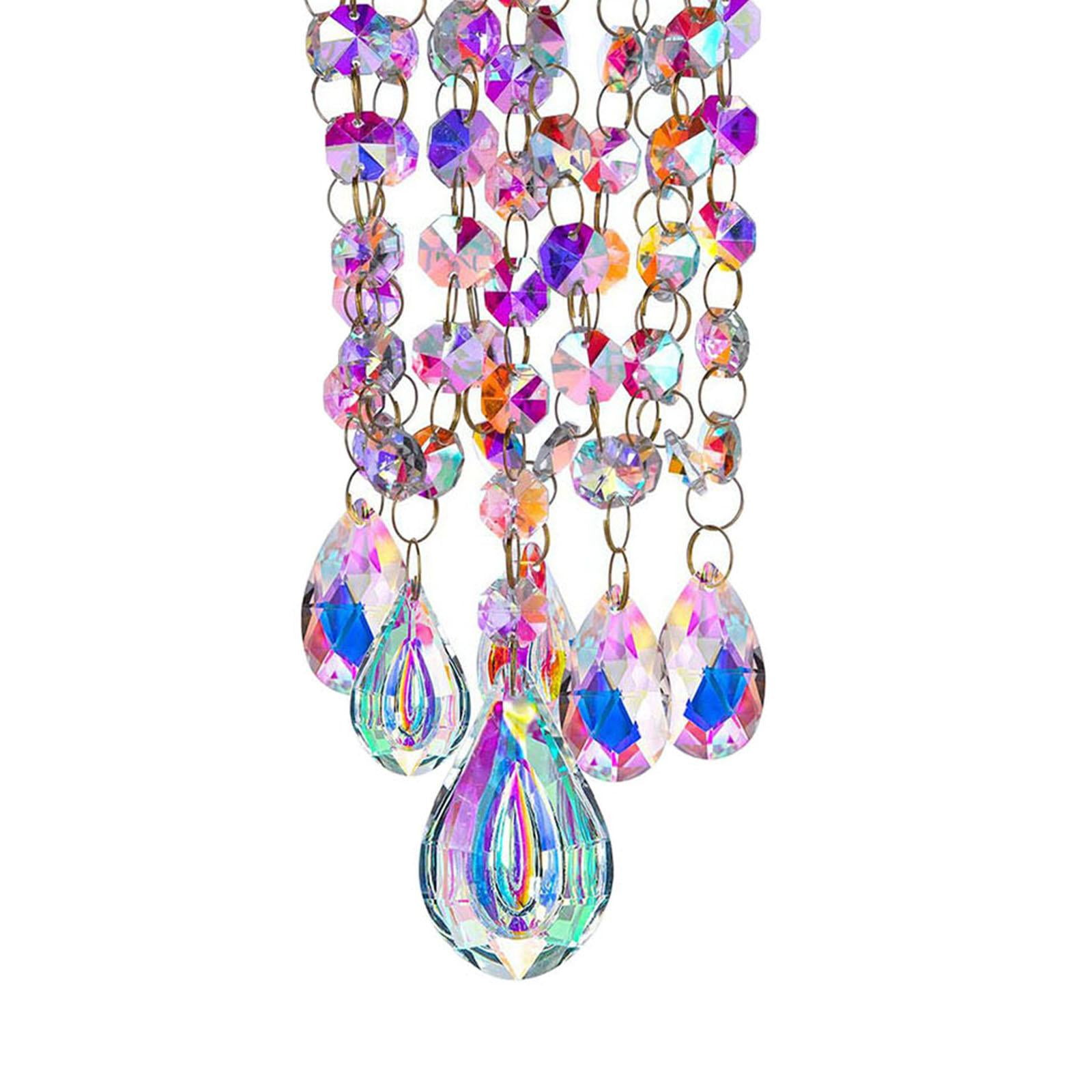Glass Chandelier Wind Chimes Suncatcher Handcrafted Lightweight Ornament for Home Yard Birthday Gift