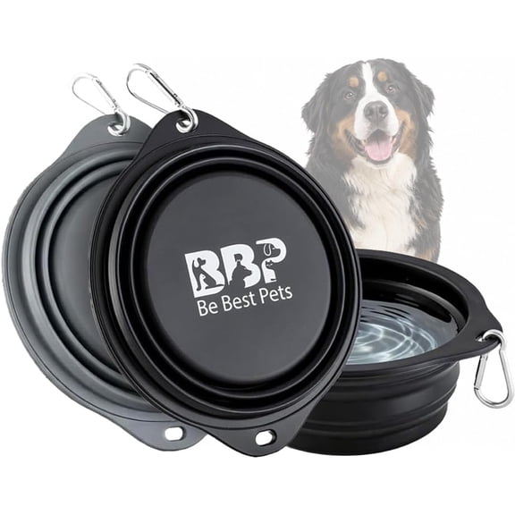 BE BEST PETS Collapsible Dog Bowl 28 oz - Foldable Silicone Pet Travel Bowl with Clip - Leak-Resistant Portable Pet Bowl for Food & Water Dish – Lightweight Pet Bowl for Dogs & Cats - 2 Pack