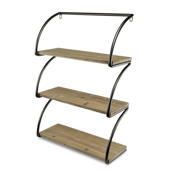 3 Tier Wood Shelf with Metal Frame