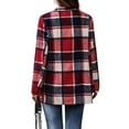 thumbnail image 2 of hirigin Women's Plaid Shacket Jacket, Casual Long Sleeve Open Front Lapel Trench Coat with Pockets, 2 of 4