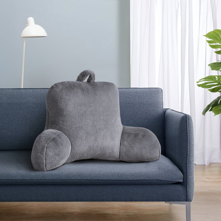 Mainstays Faux Fur Plush Bedrest Pillow, Gray, 24 x 23 inches