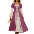 thumbnail image 2 of BRGZLK Medieval Renaissance Dress for Women 2026 Trendy Color Block Square Neck Lace Up Goth Costumes Dresses for Ren Fair Halloween Cosplay Pink 2XL, 2 of 9