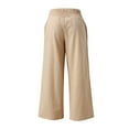 thumbnail image 6 of WTXUE Women's Pants, Slacks Trousers Leg Solid Color Wide Women Loose High Waisted Pants Women's Casual Pants, Linen Pants Women Pantalones De Mujer, Khaki, 6 of 6