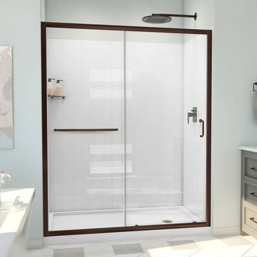 DreamLine Infinity-Z 36 in. D x 60 in. W x 78 3/4 in. H Sliding Shower Door Base and Wall Kit