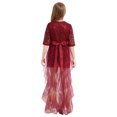 thumbnail image 2 of YONGHS Robe de Demoiselle d'Honneur Sans Manches en Dentelle à Sequins pour Filles Robe de Mariage Robe de Bal pour Enfants Bourgogne 6, 2 of 7