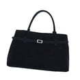 thumbnail image 2 of Bolso de mano de gamuza para mujer, bolso estilo hobo, bolso con asa superior a la moda para viajes al aire libre. Negro, 2 of 9