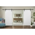 thumbnail image 3 of Sliding Double Barn Doors 64 x 80 with Hardware | Quadro 4115 White Silk | Top Mount 13FT Rail Sturdy Set | Kitchen Wooden Solid Panel Interior Bedroom Bathroom Door, 3 of 6