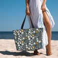 thumbnail image 3 of Wukai Flowers and Bee Print Zipper Bag,large Beach Tote Bag,Waterproof Sandproof Bag,Grocery and Picnic Tote Travel Bag, 3 of 5