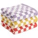 thumbnail image 1 of Nvzi Toalla de mano de algodón a cuadros, paquete de 3, 13 x 29 pulgadas, juego de toallas de baño suaves y absorbentes para baño, cocina, gimnasio, piscina, viajes (rojo, morado y amarillo), 1 of 5