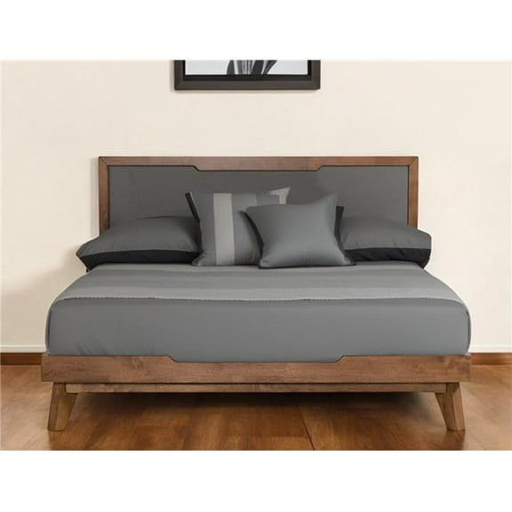 HomeRoots 486194 Gray & Brown Wood & Linen California King Size Bed Frame