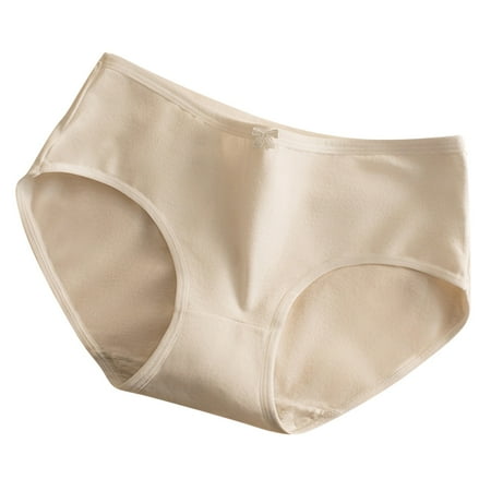 Kmdttou Panties for Women s Solid Color Style Bow Cotton Crotch Middle Waist Sweet Hip Pants (Available in Plus Size)