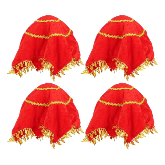 HAMPPLIES Handkerchief Chinese Red Velour 4Pcs Stage Accessory