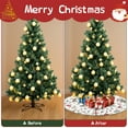 thumbnail image 4 of Christmas Tree Skirt,White Christmas Bird and Pine Pattern Christmas Tree Decor with Red Ribbon Ties,Round Shape,Christmas Decorations for Home 36"x36", 4 of 7