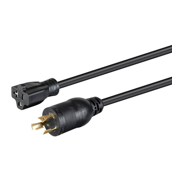 Monoprice Heavy Duty Extension Cord - 2 Feet - Black | Locking Connector - NEMA L5-20P to NEMA 5-15/20R, 12AWG, 20A, SJTW, 125V