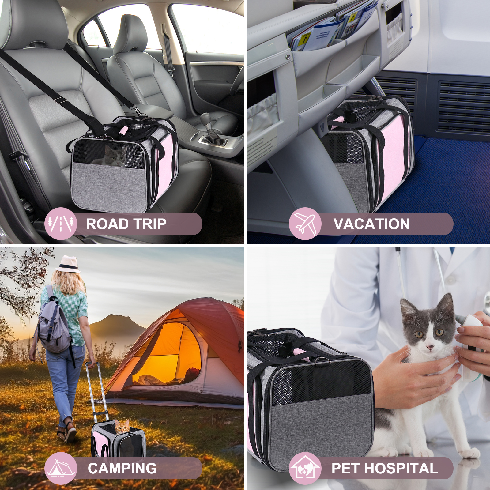 BEBANG Rolling Pet Carrier with Wheels, Airline Approved photo 3