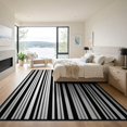thumbnail image 3 of ODIKA 9'x12' Washable Area Rug Non-Shedding, Easy Care Under Wide Stripe Uneven Spacing Doormat Monochrome Geometric for Master Suite, California King, Bed, 3 of 7