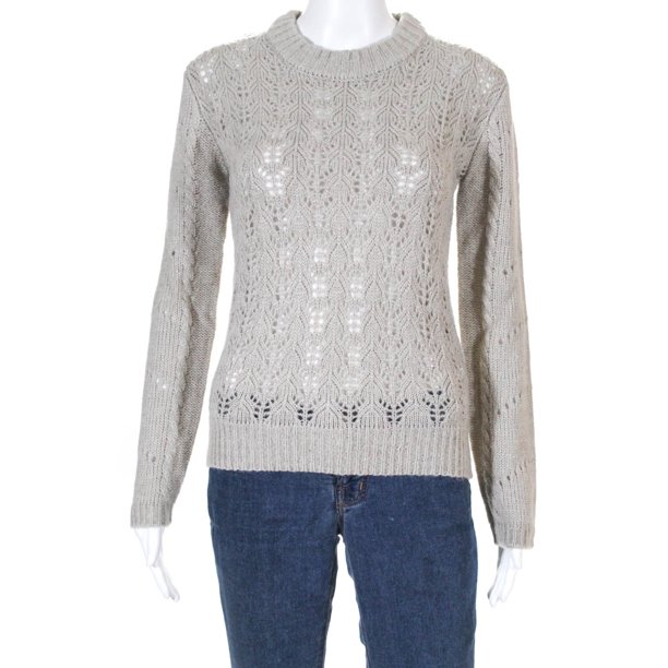 English Factory English Factory Womens Eyelet Fuzzy Knit Sweater Heather Grey Size Xs Walmart Com Walmart Com