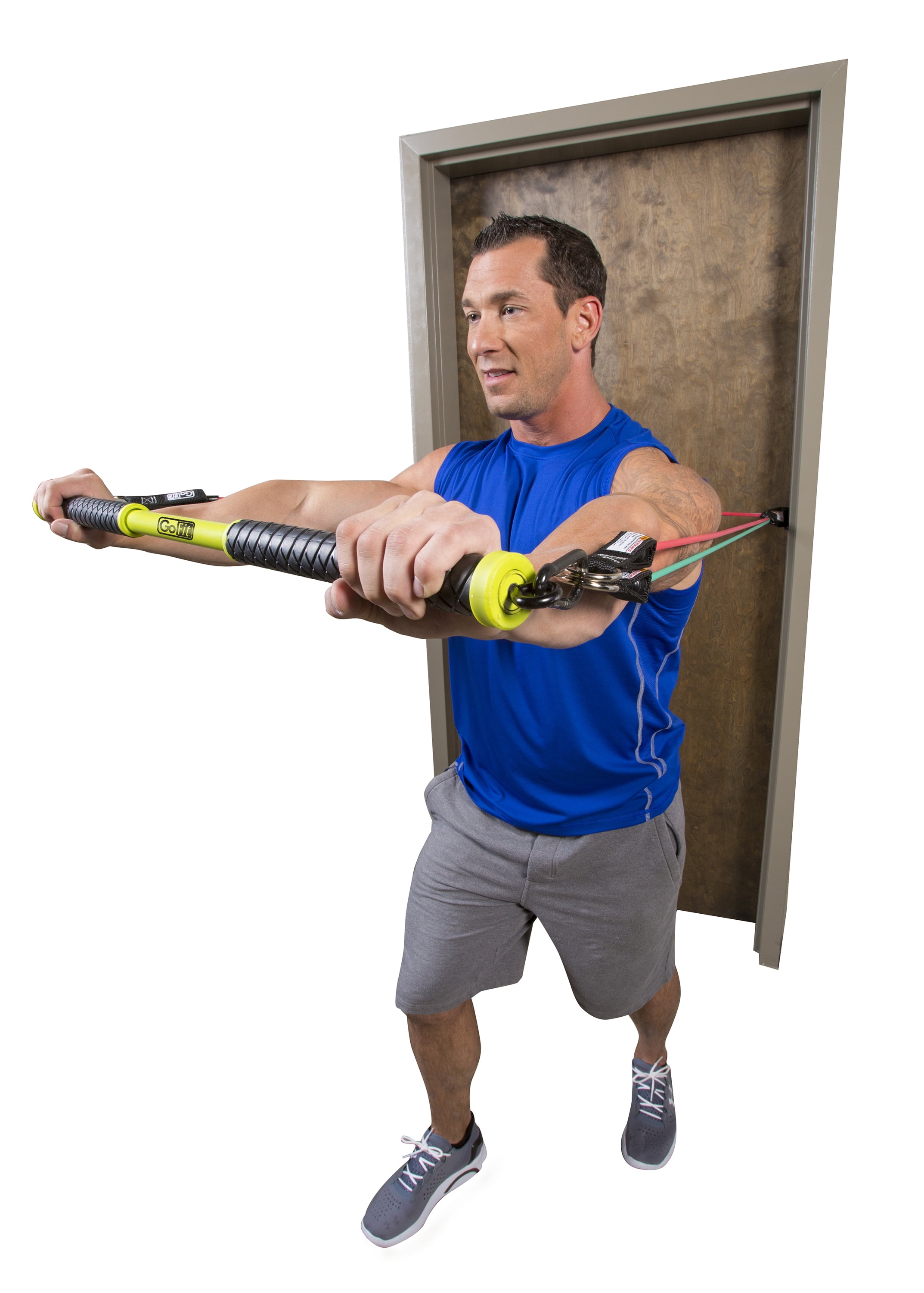 GoFit Resist-a-Bar – Workout Resistance Band Bar for Home Gym, 20-100 lbs