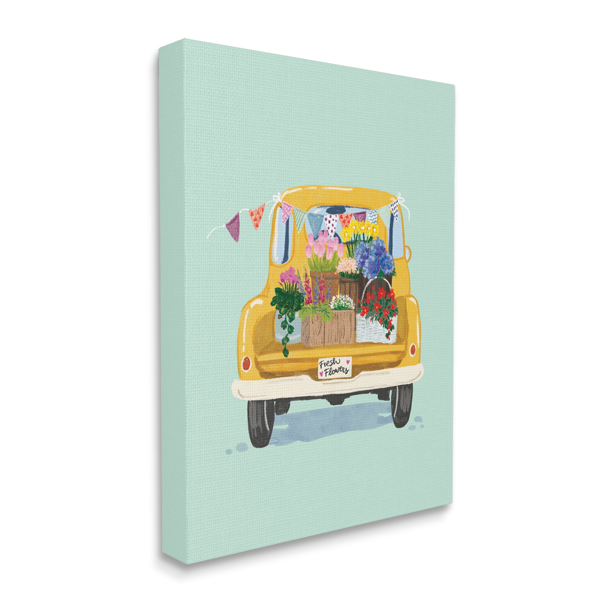 Stupell Industries Countryside Blooms Basket Market Sale Rustic Yellow Truck ,36 x 48, Design by Ilaria Benedetti