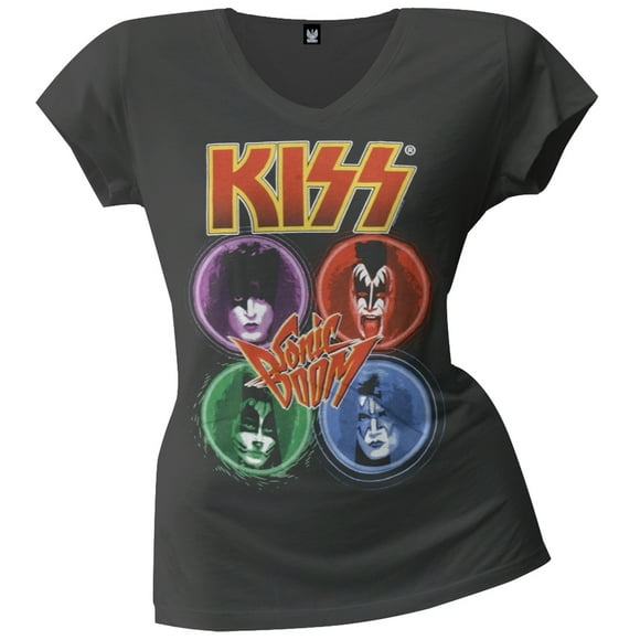 Kiss - T-Shirt à Col en V pour Juniors de Roulette Russe