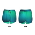 thumbnail image 5 of Lsque Green Turquoise Teal Printed Women's Running Shorts with Liner Pockets,Elastic Quick Dry Workout Athletic Gym Yoga Shorts,Womens High Waist Shorts-XX-Large, 5 of 9