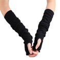 thumbnail image 3 of Guantes largos para mujer, estilo extra largos, guantes largos de medio dedo, guantes con mangas y volantes, 3 of 5