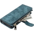 thumbnail image 3 of Fit Samsung Galaxy Z Fold 4 5G Case Wallet with S Pen Holder for Women [S Pen Not Include],Samsung Z Fold 4 Phone Case with Card Holder,Crossbody Lanyard Strap Zipper PU Leather Case,Blue, 3 of 14