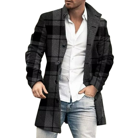 Rhuody Mens Winter Coats Winter Coat Lapel Long Sleeve Padded Leather Thicken Coat Daily Tops Black L