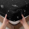 thumbnail image 3 of Full Size Fitted Sheet Set - Black Sky 3 Piece Bedding Sets 16" Deep Pocket Fitted Sheet with 2 Pillowcases, Astronomy Night Starry Sky Planetary Universe Brushed Microfiber Hotel Luxury Bed Sheets, 3 of 9