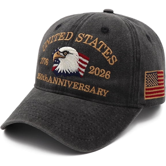 250 Anniversary USA Hat Embroidered Adjustable 250 Anniversary USA Hat,Patriotic Bald Eagle Baseball Cap for Men Women Gifts
