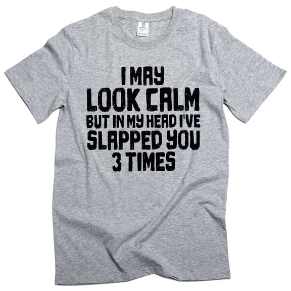 Men's Funny look calm but slapped you 3 times T-shirt humorous novelty tees