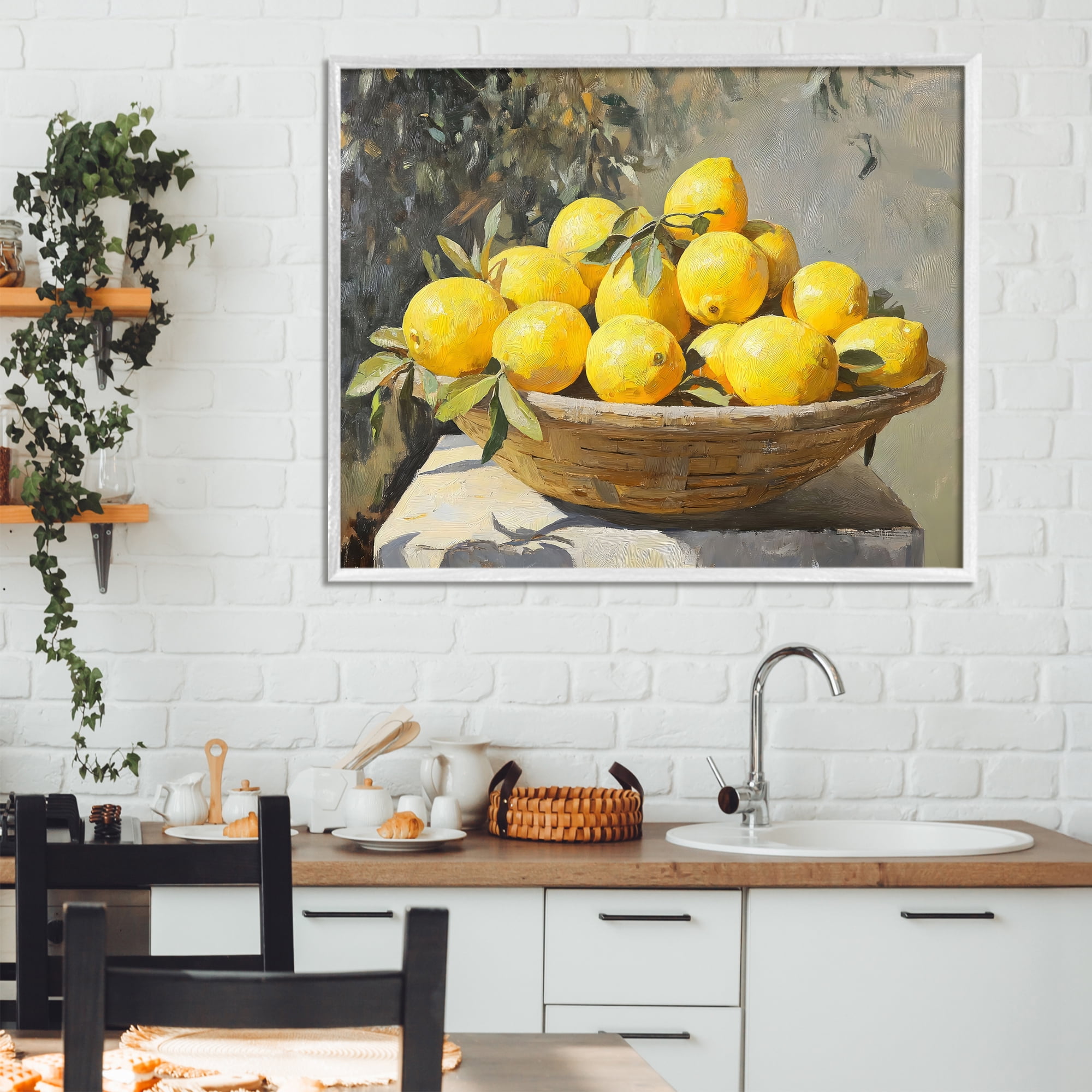 Stupell Industries Basket of Lemons in Sunlight White Framed Giclee Art, design by Creative Studio