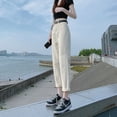 thumbnail image 3 of Pantalones vaqueros Harlan blancos para mujer, pantalón holgado de cintura alta, versión coreana, pantalones en color rábano de nueve puntos, novedad de verano 2022, 3 of 5