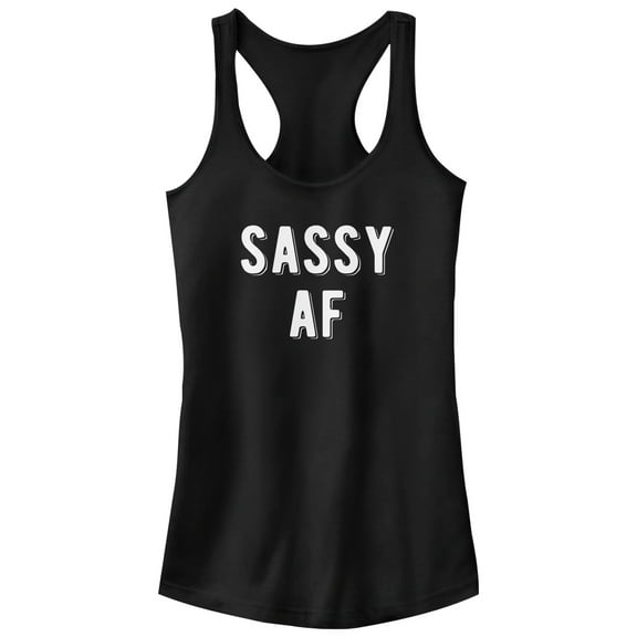 Junior's CHIN UP Sassy AF  Racerback Tank Top Black 2X Large