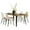Fuax Walnut Table Beige Fabric Chairs, variant on Homy Casa 63 inch Modern Dining Set, Dining Table with 4 Chairs, Beige Fabric